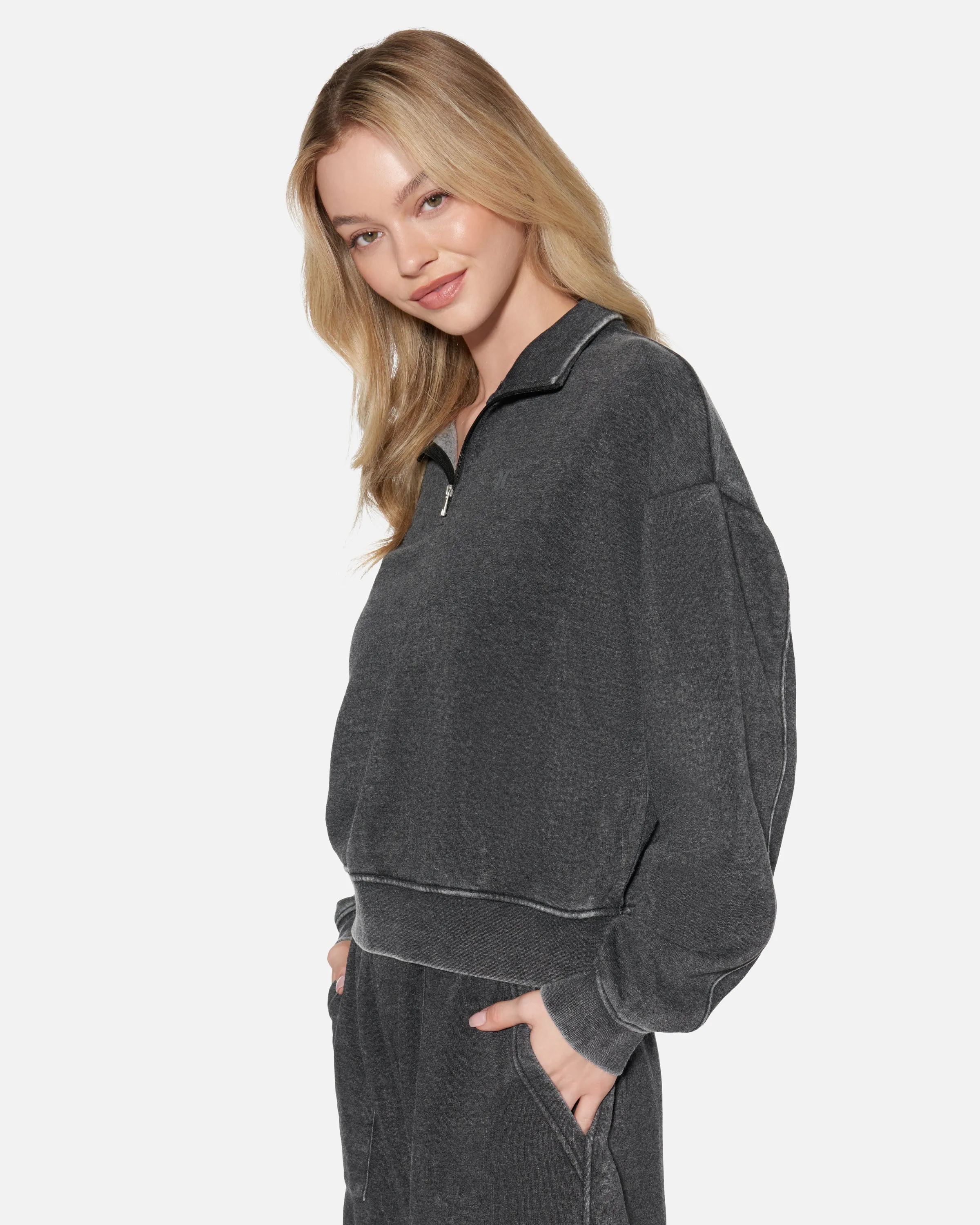 Essential Burnout Fleece Half Zip Sweatshirt