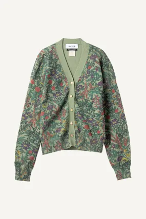 Floral-Print Cotton Cardigan