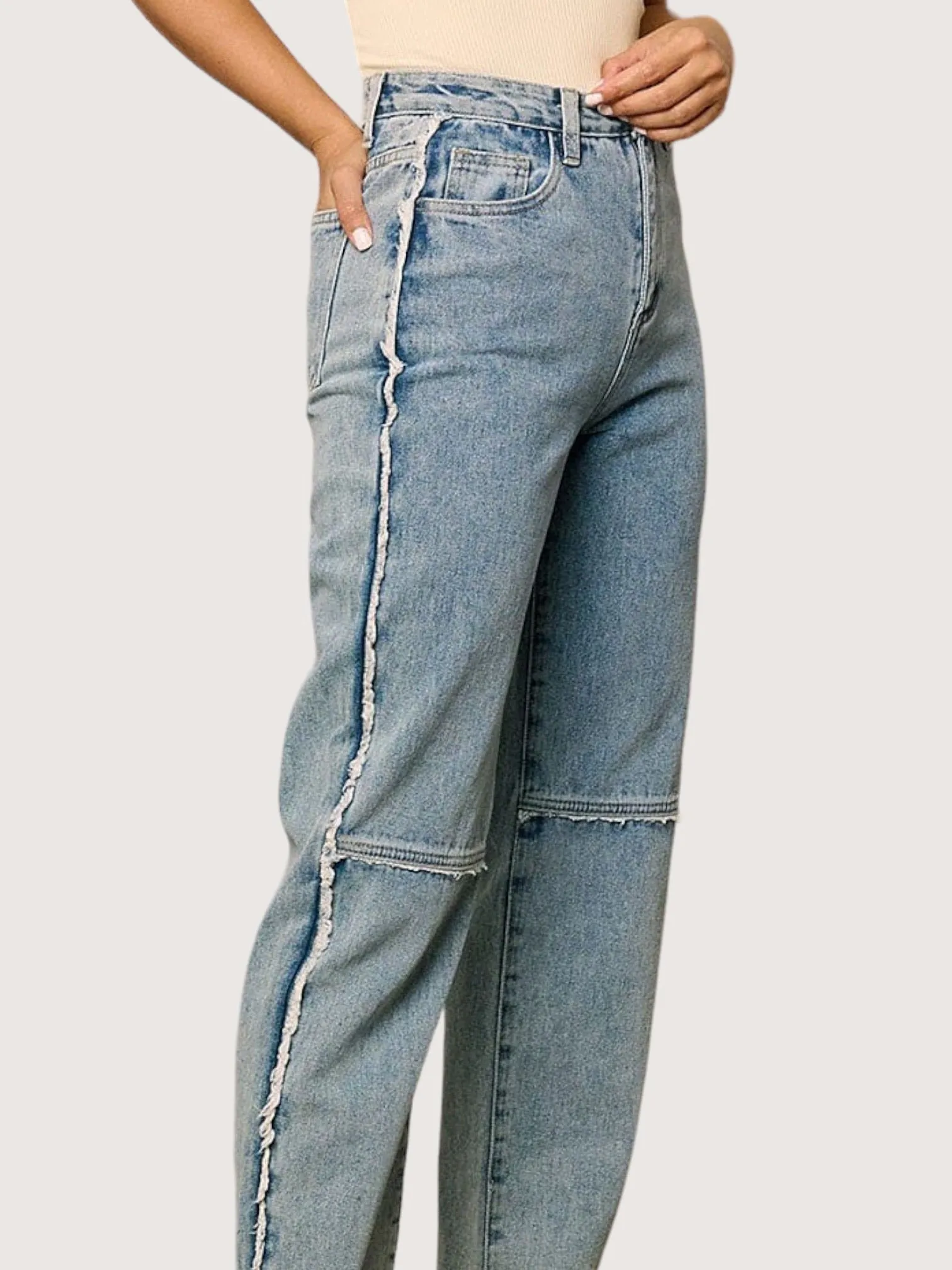 High Waist Frayed Denim