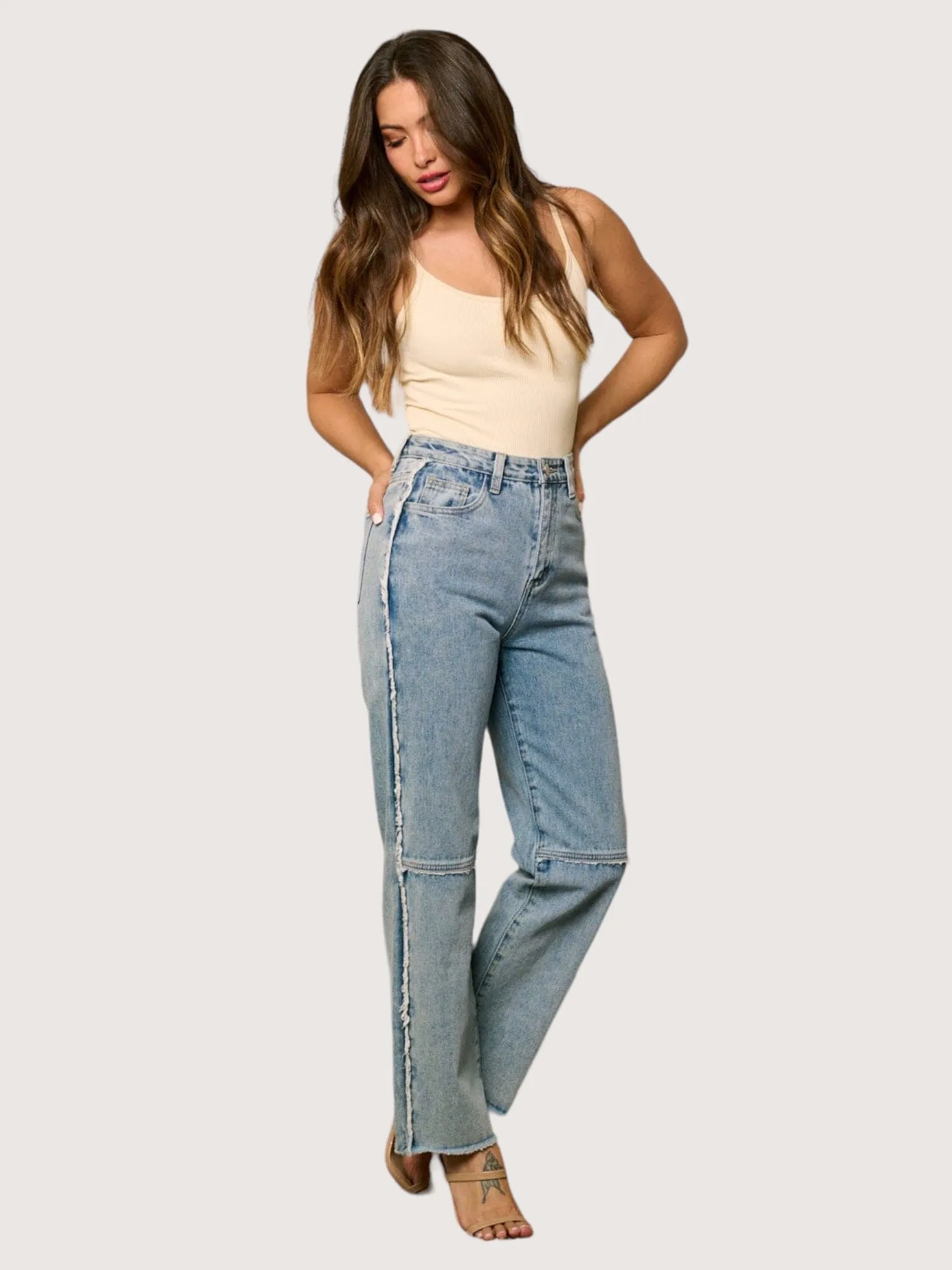 High Waist Frayed Denim