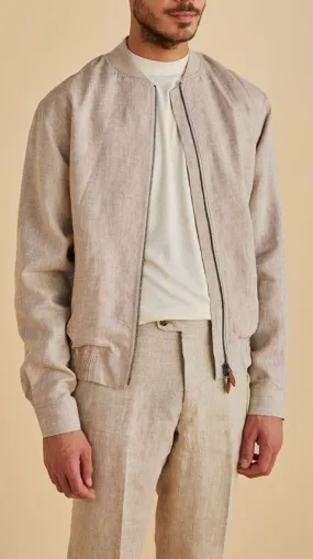 Inserch Linen Bomber Jacket JS660-00006 Oatmeal