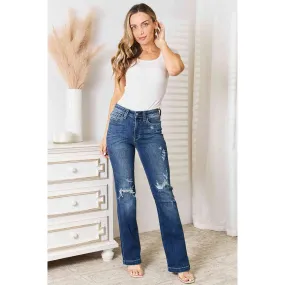 Judy Blue Full Size Mid Rise Hand Sand & Destroy Bootcut Jeans