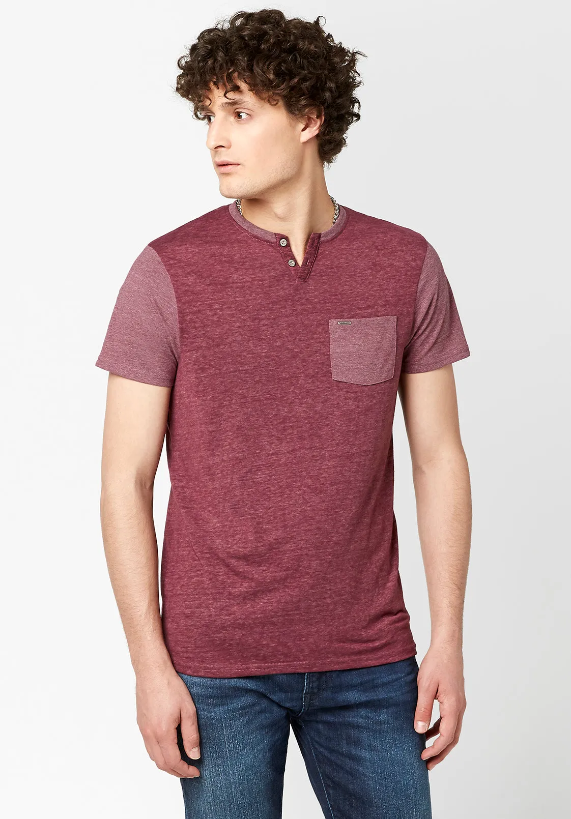 Kaddy Men's T-Shirt with Tonal Trim in Violet - BM23555