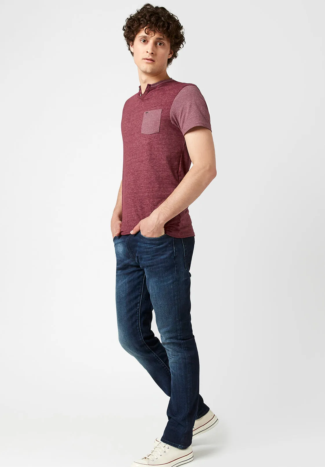 Kaddy Men's T-Shirt with Tonal Trim in Violet - BM23555