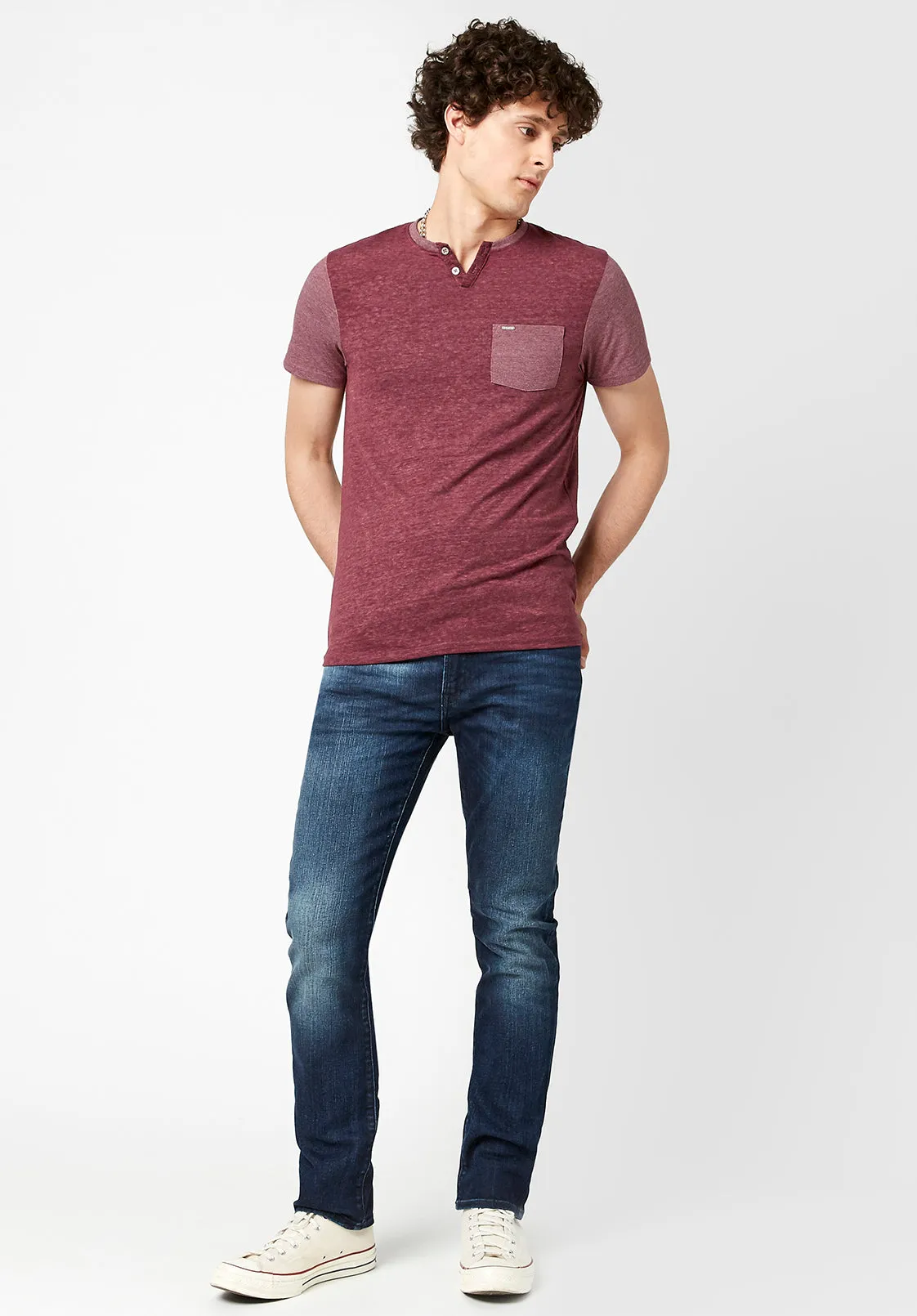 Kaddy Men's T-Shirt with Tonal Trim in Violet - BM23555