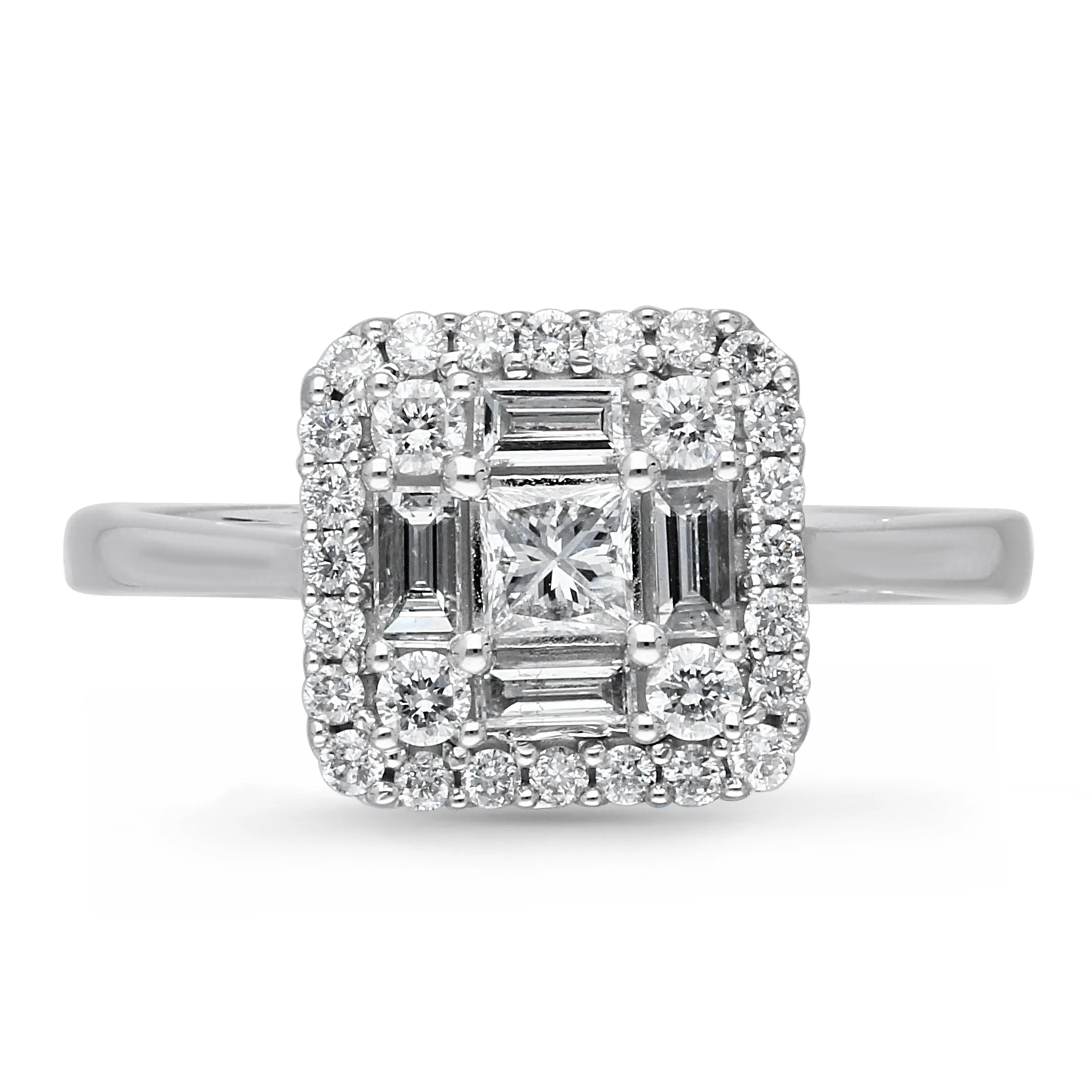 Kallati Legendary Cushion Shape Diamond Engagement Ring in 14K White Gold