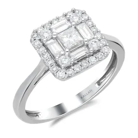 Kallati Legendary Cushion Shape Diamond Engagement Ring in 14K White Gold