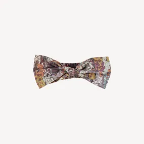 large bow elastic headband | raisin hollyhocks | organic cotton mid-weight woven