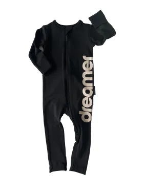 LB x Baby Breez Long Sleeve Dreamer Romper Pajamas - Black