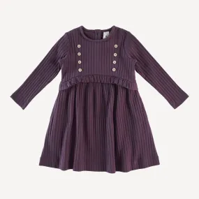 long sleeve button yoke dress | raisin | classic rib