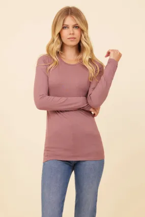 Majestic Soft Touch Long Sleeve Crewneck in Taupe