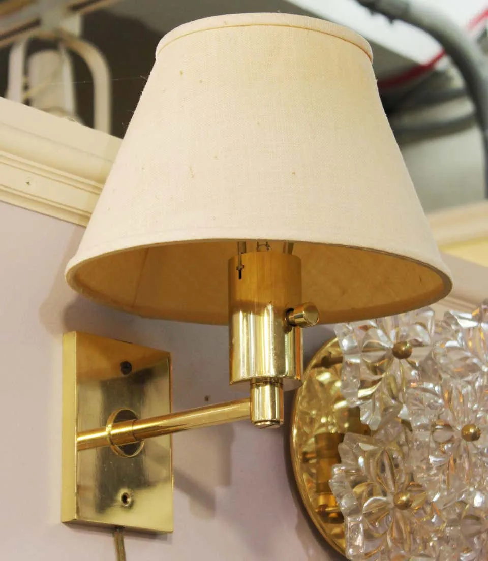 Mendizabal Argentinian Modern Wall Sconces in Gold-Tone with Shades