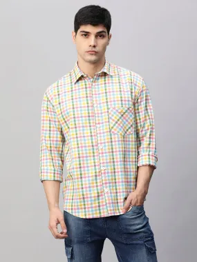 Mens Casual Multicolored Plaid Relaxed Fit Shirt