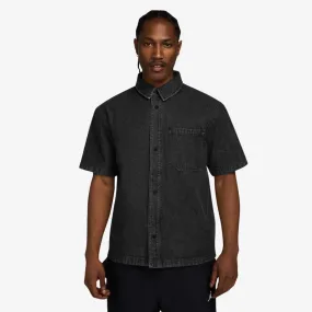 mens jordan denim s/s button up (black)