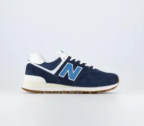 Mens New Balance 574 Dark Navy Blue White Trainers