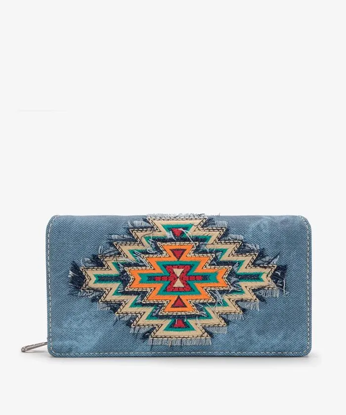 Montana West Aztec Denim Crossbody Bag Set