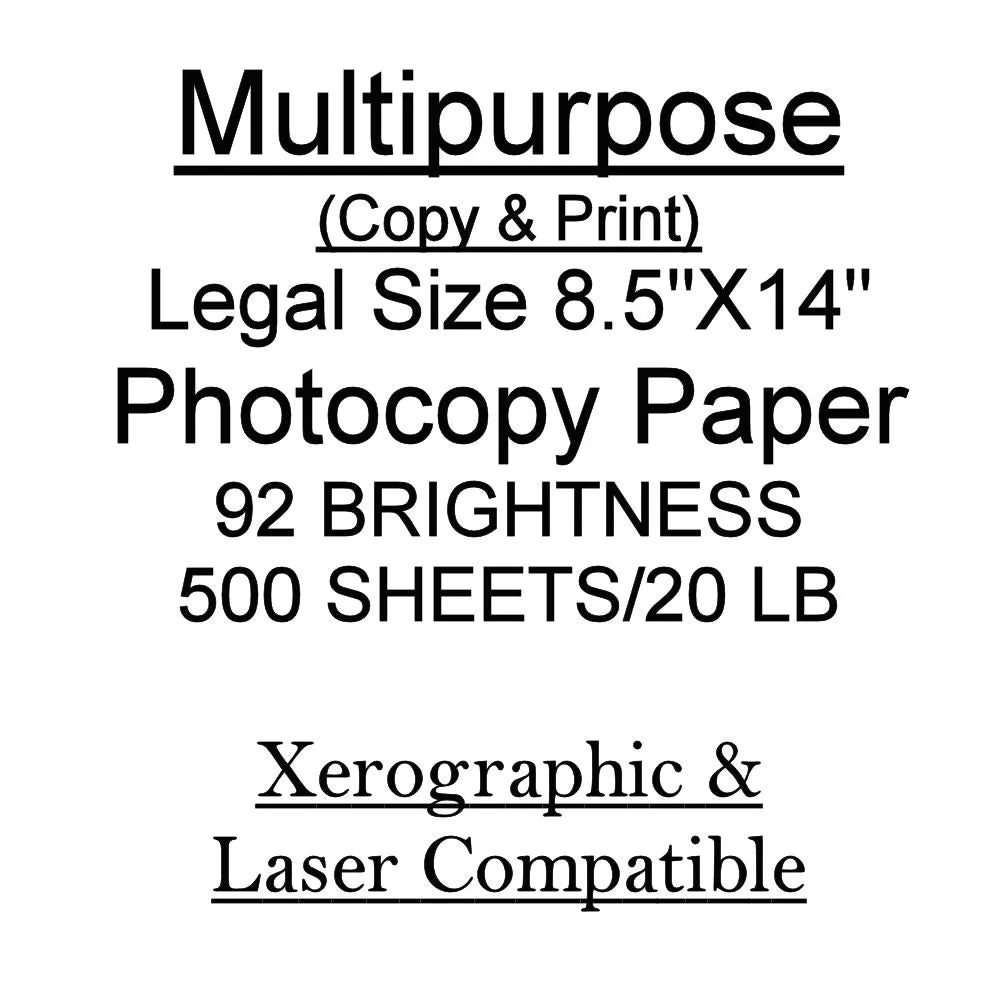 Multipurpose Xerographic & Laser Compatible Copy or Printing Paper