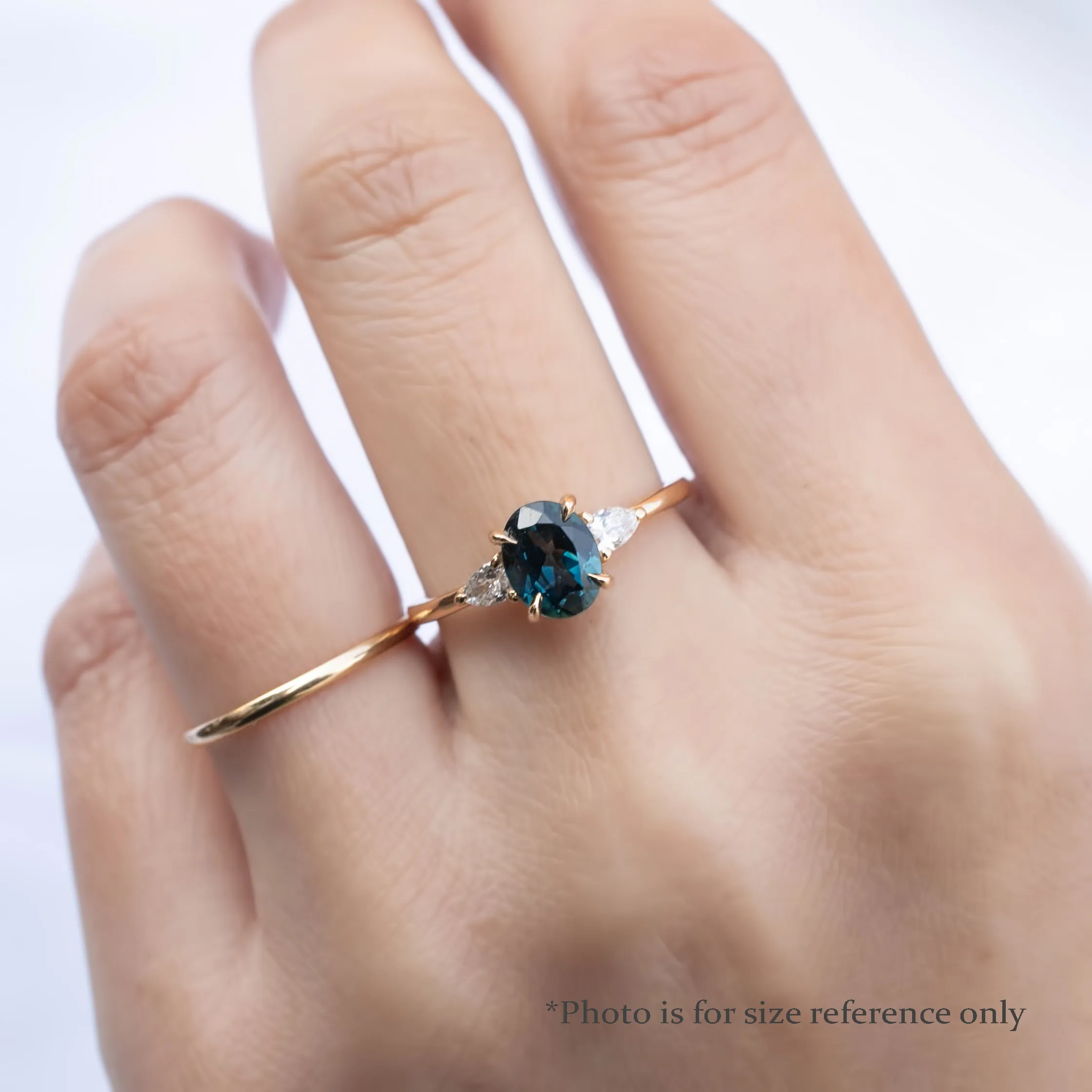 Olivia Ring 1.07ct Blue Green Queensland Sapphire, 14K Yellow Gold (One of a kind)