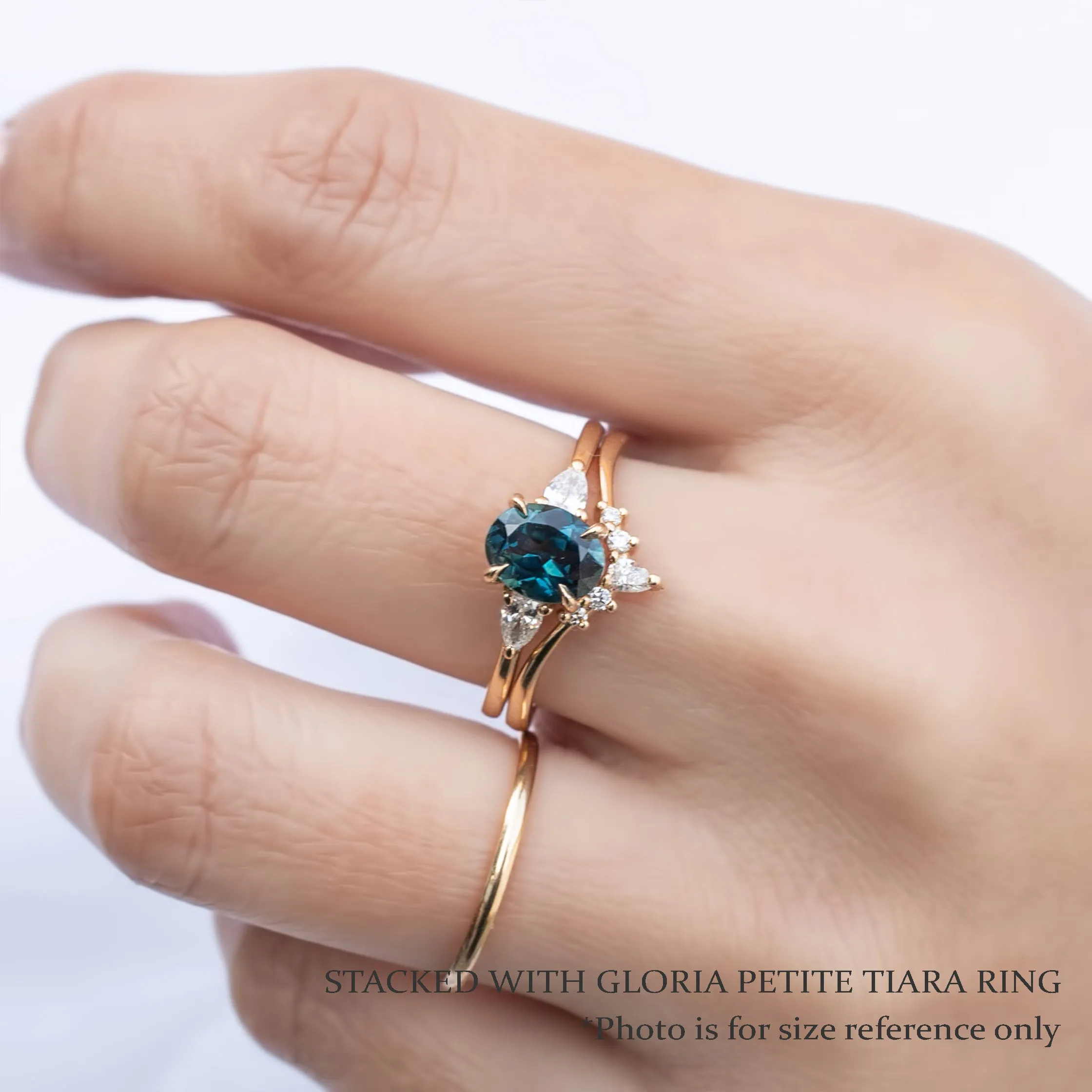 Olivia Ring 1.07ct Blue Green Queensland Sapphire, 14K Yellow Gold (One of a kind)