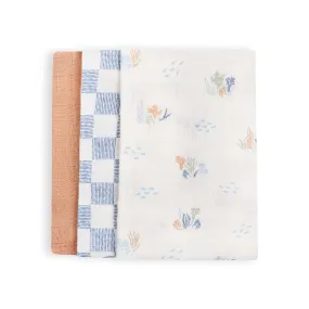 Organic Baby Muslin Squares Set of 3 - Coastline - Avery Row