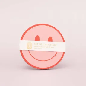 Peach Smile Coasters - Set of Four