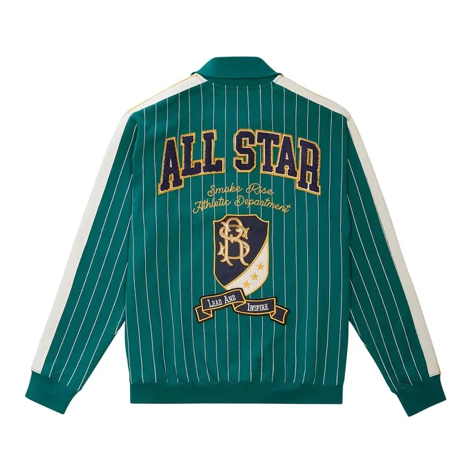 Pin Striped Varsity Track Jacket - Alpine Green