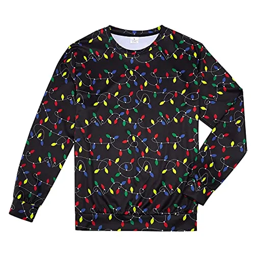 RAISEVERN Ugly Christmas Sweater for Men Women Funny Xmas Led Up Sweatshirt Holiday Festive Long Sleeve Crewneck Winter Top