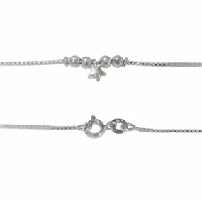 Real silver anklets with star and ball design