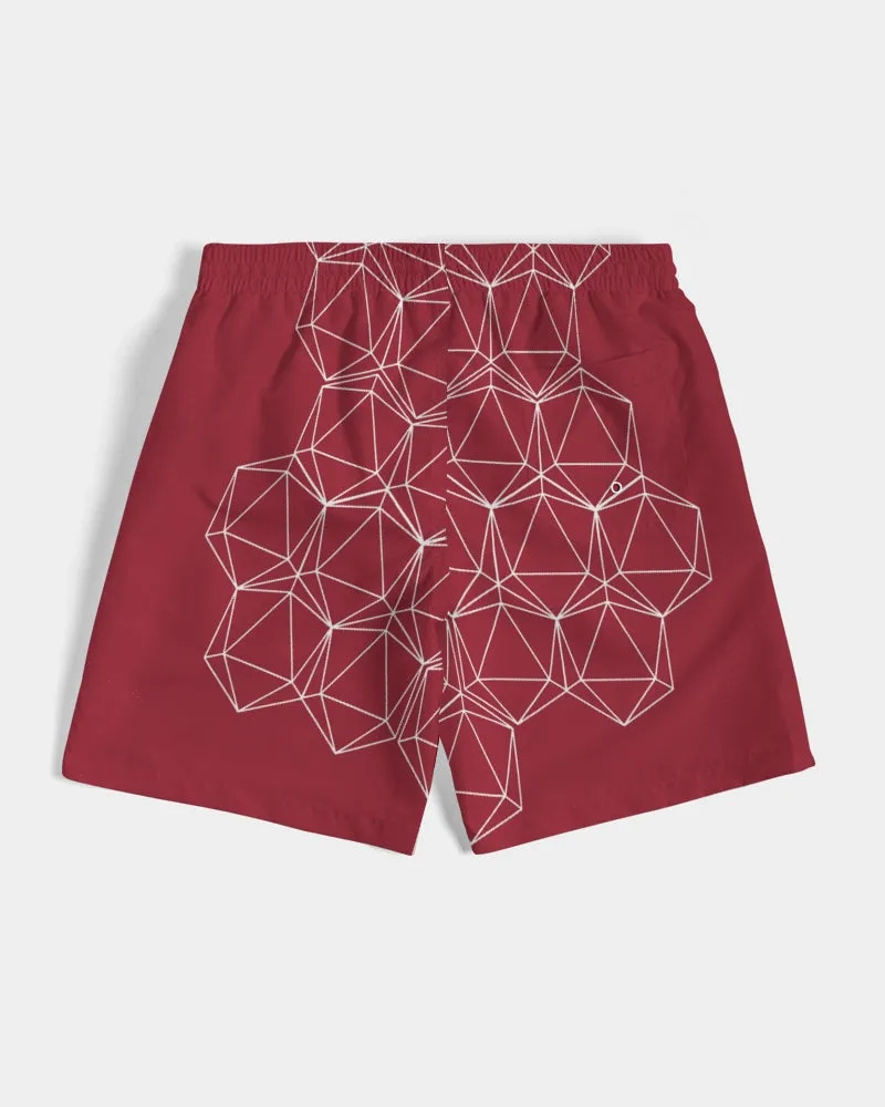 Red Geometric Dice Men's Swim Trunks