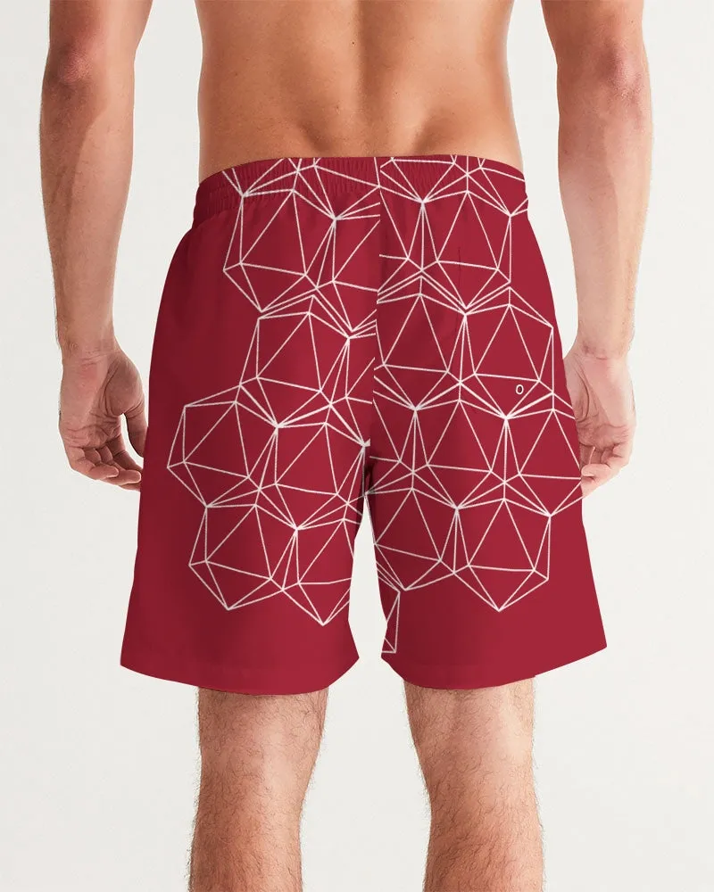 Red Geometric Dice Men's Swim Trunks