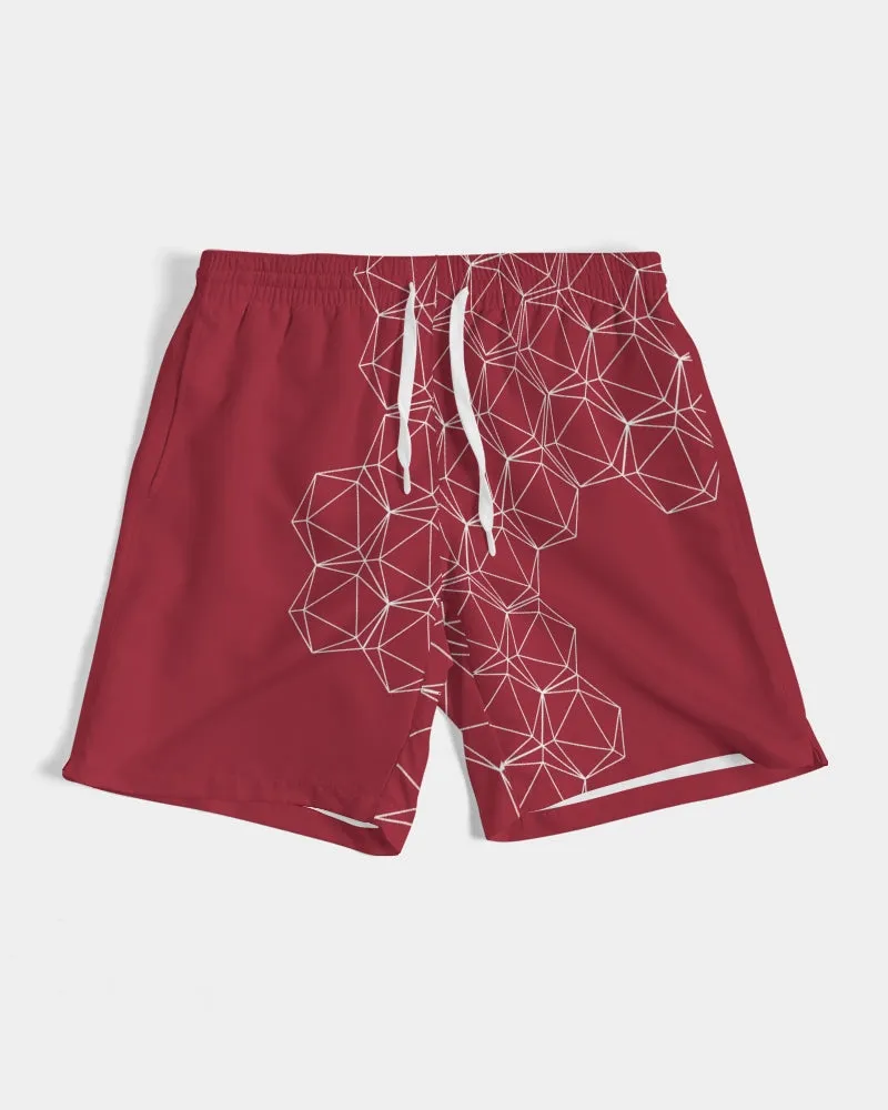 Red Geometric Dice Men's Swim Trunks