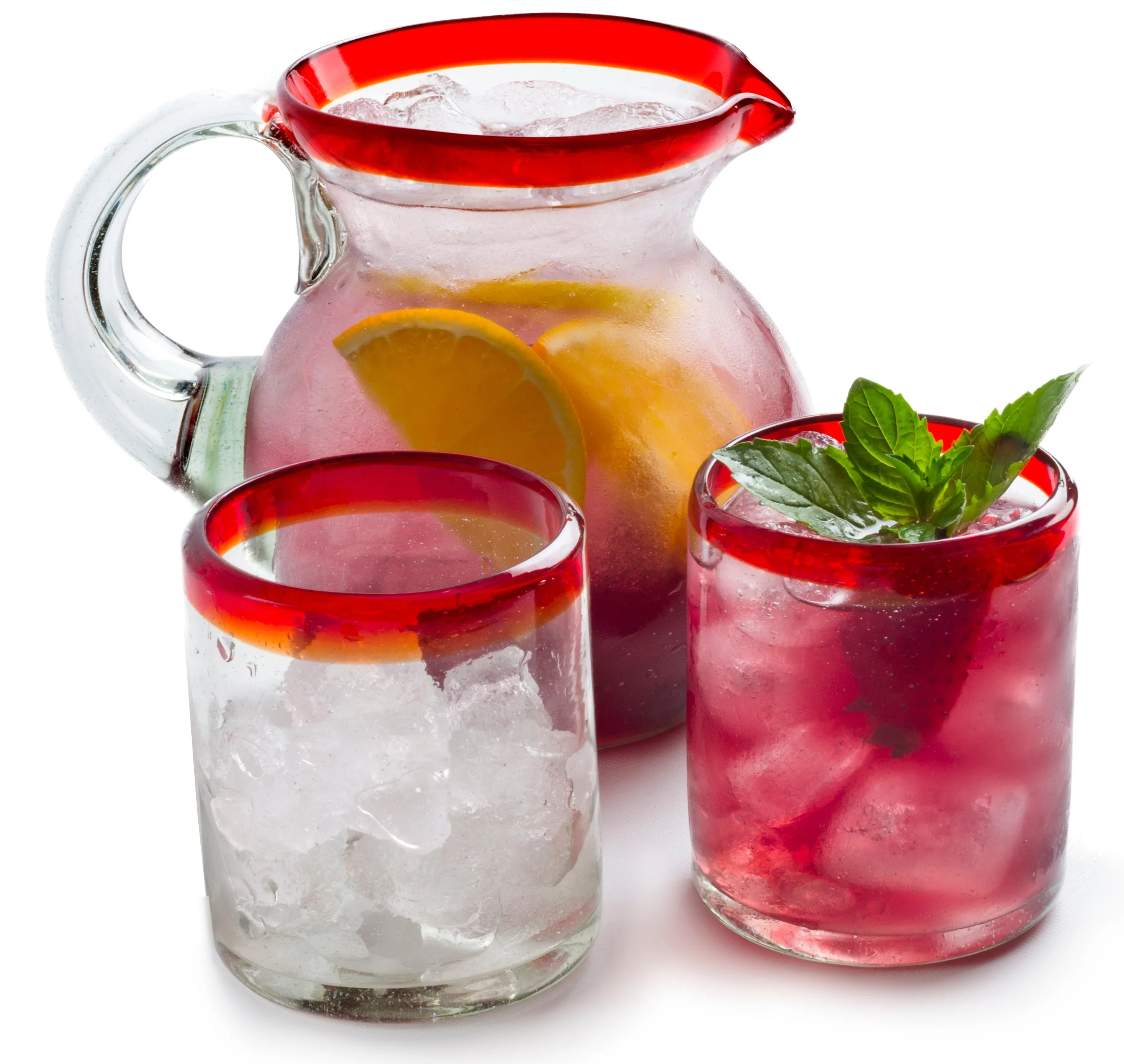 Red Rim Tumblers & Matching Pitcher - Sangria Gift Set