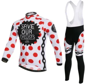 Red white Gear Long Sleeve Cycling Jersey Set