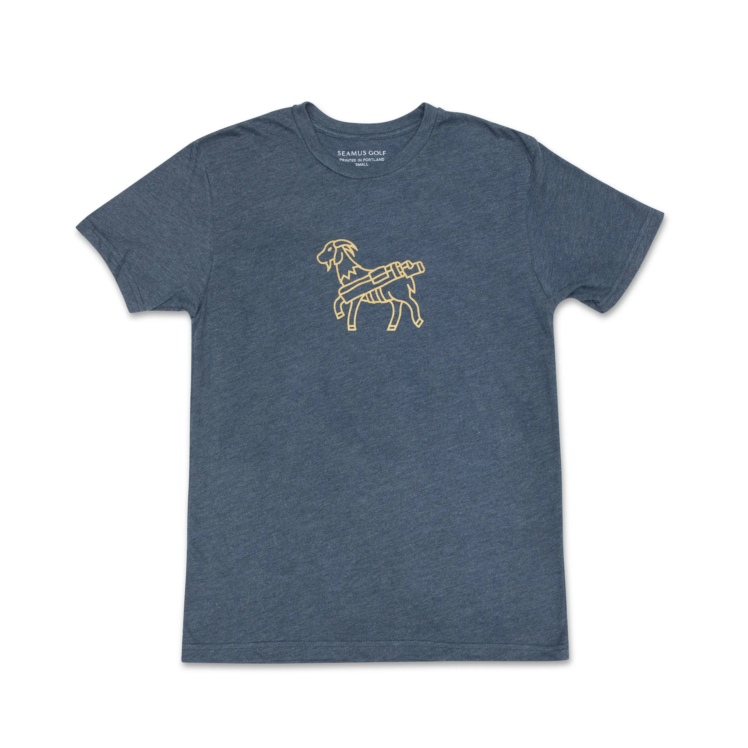 SEAMUS GOAT T-Shirt - Gold on Blue