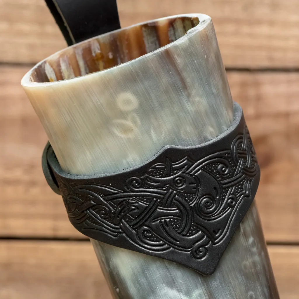 Set Drinking Horn (XL) Black Dragon Holder