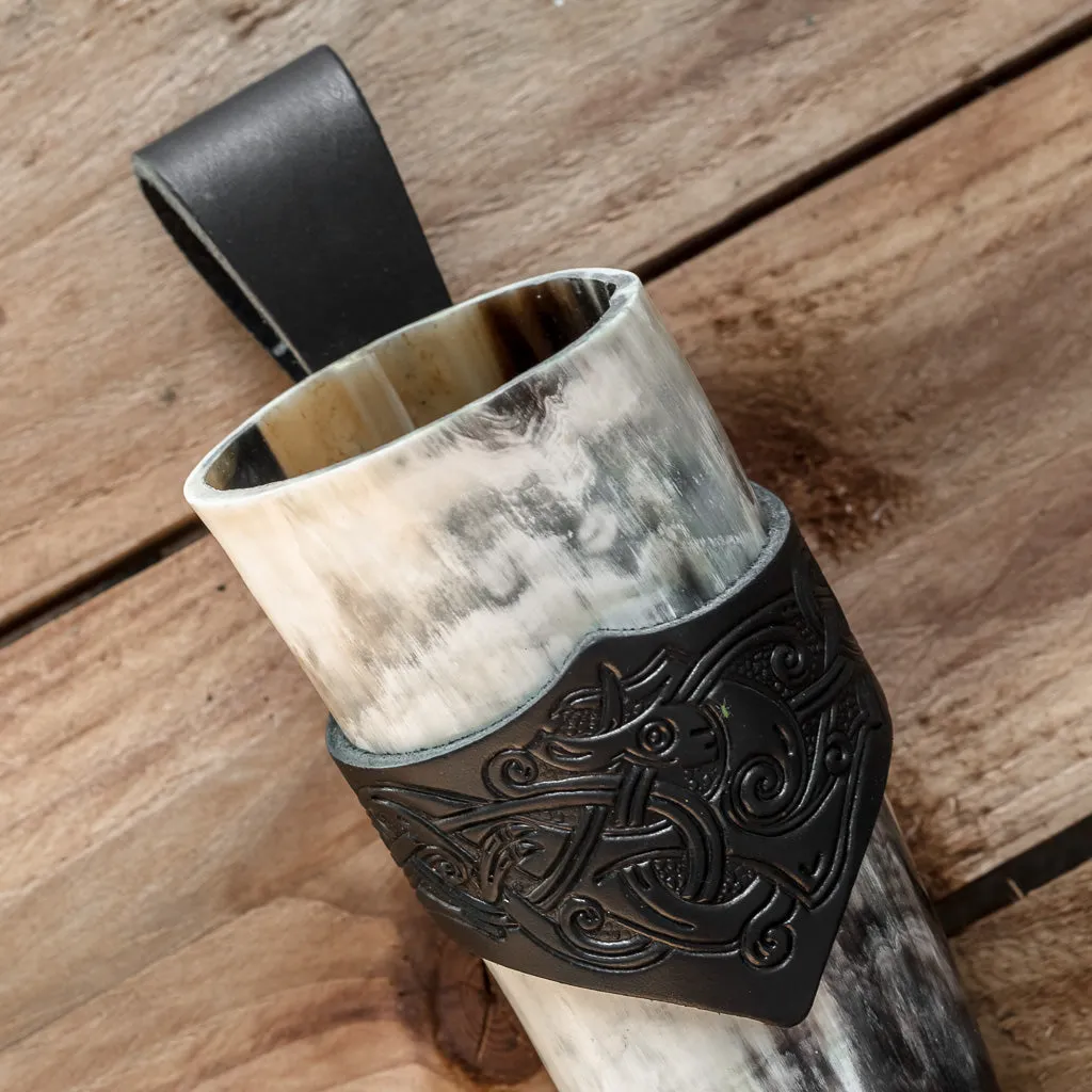 Set Drinking Horn (XL) Black Dragon Holder