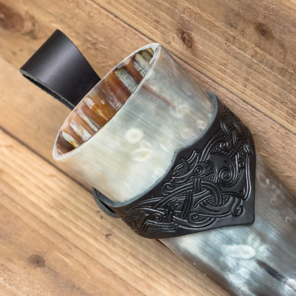 Set Drinking Horn (XL) Black Dragon Holder