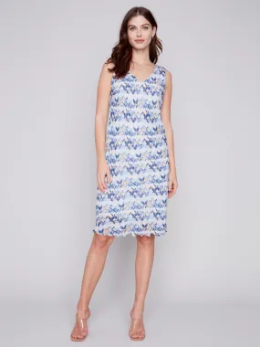 Sleeveless Printed Cotton Gauze Dress - Abstract