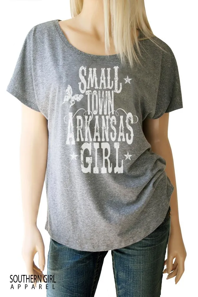 Small Town "Your State Here" Girl Scoop Neck Dolman Sleeve Top - ALL 50 STATES AVAILABLE