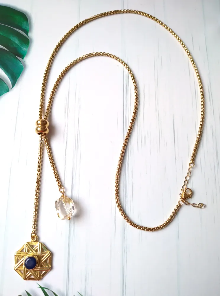 Solihiya with an White Quartz Nugget Slider Necklace