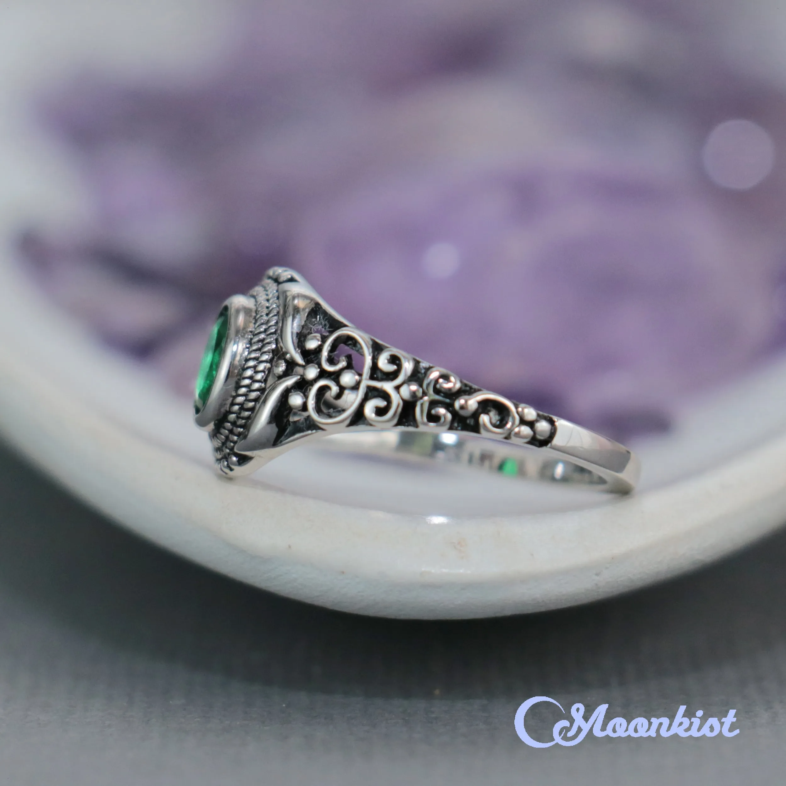 Unique Green Cubic Zirconia Graduation Ring | Moonkist Designs