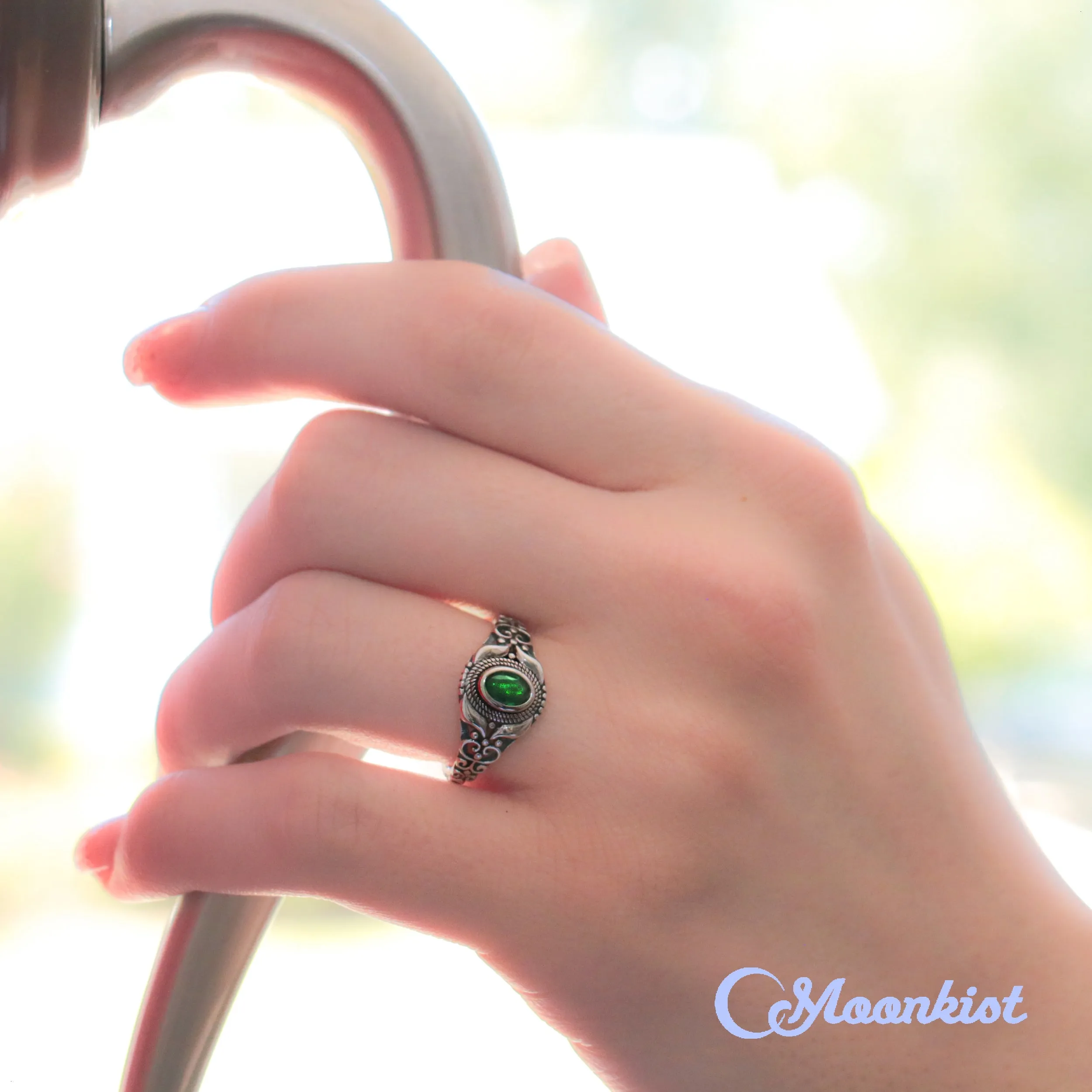 Unique Green Cubic Zirconia Graduation Ring | Moonkist Designs