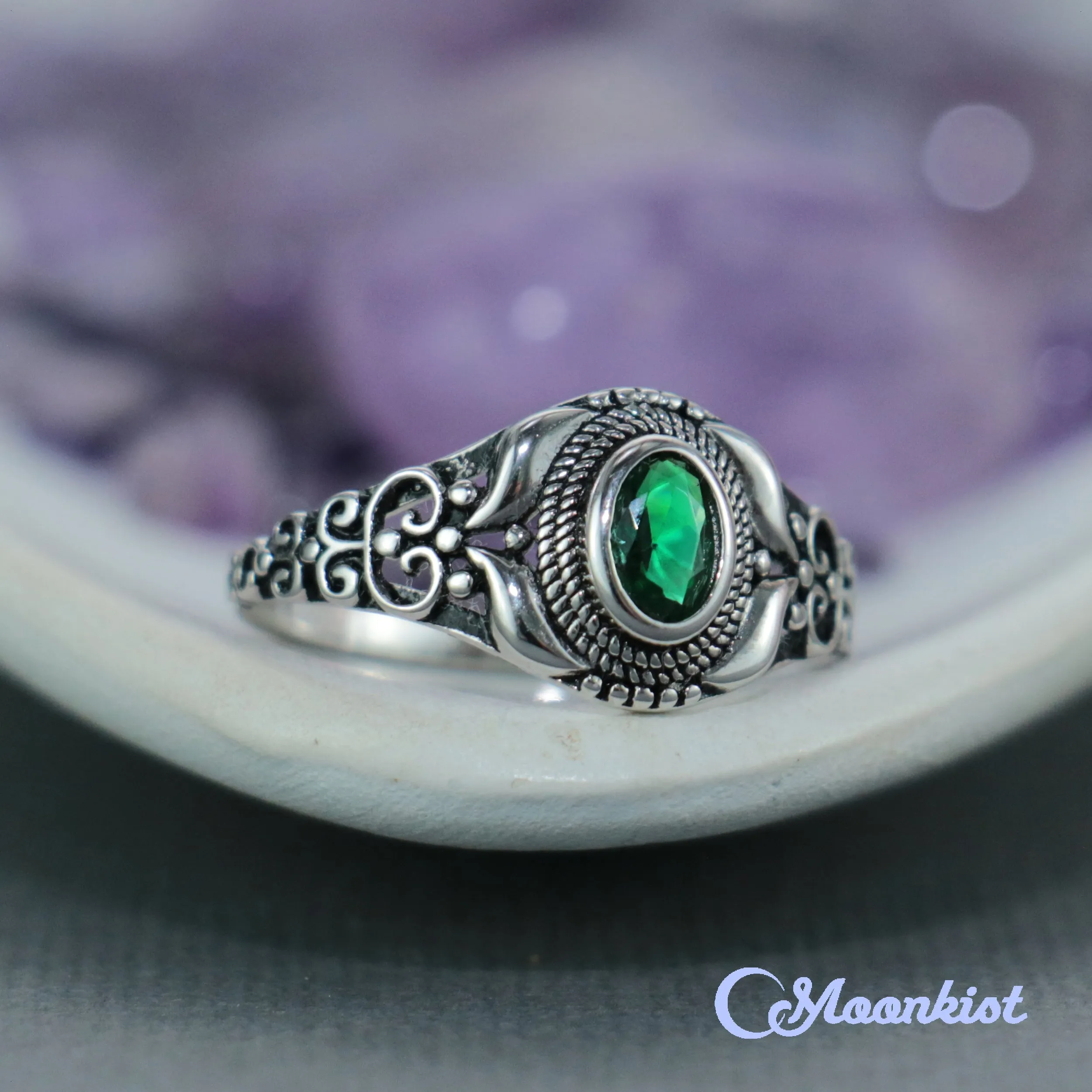 Unique Green Cubic Zirconia Graduation Ring | Moonkist Designs