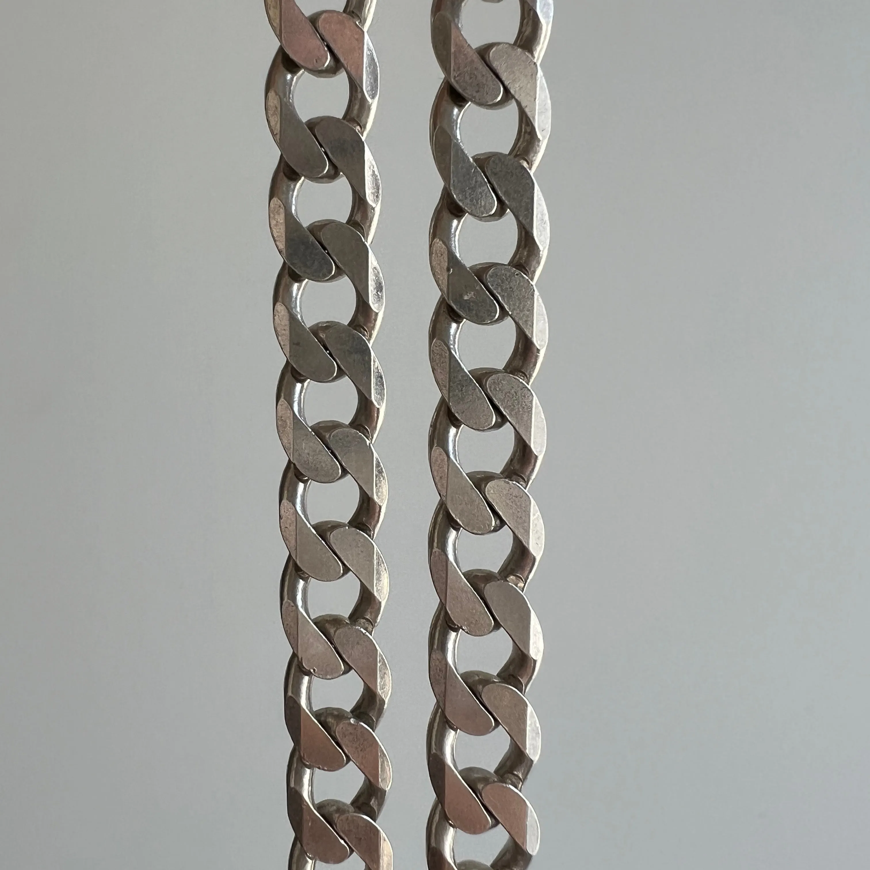 V I N T A G E // perfect curb / Italy sterling silver curb chain / 20 long 52g