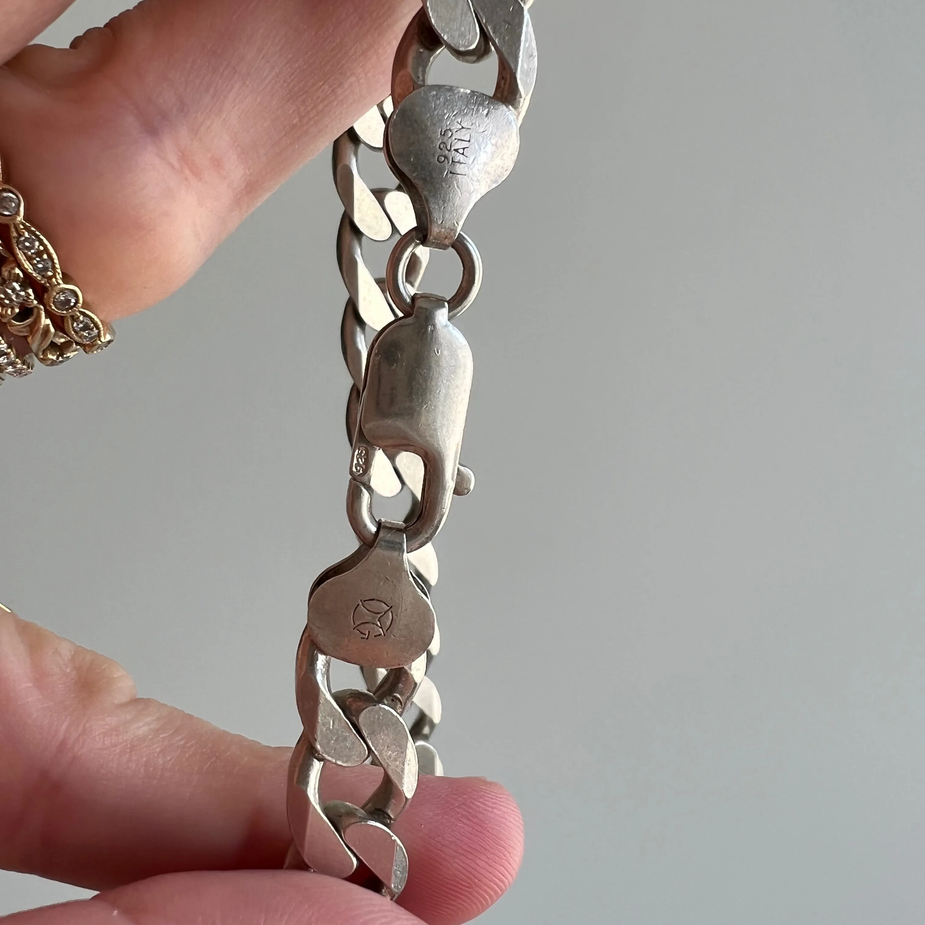 V I N T A G E // perfect curb / Italy sterling silver curb chain / 20 long 52g