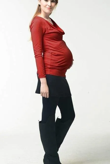 Velma Cowl Bamboo Cotton Long Sleeve Nursing Nursing Top Red