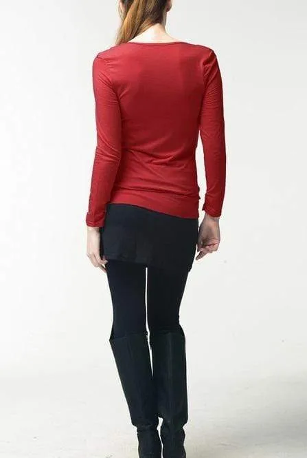 Velma Cowl Bamboo Cotton Long Sleeve Nursing Nursing Top Red