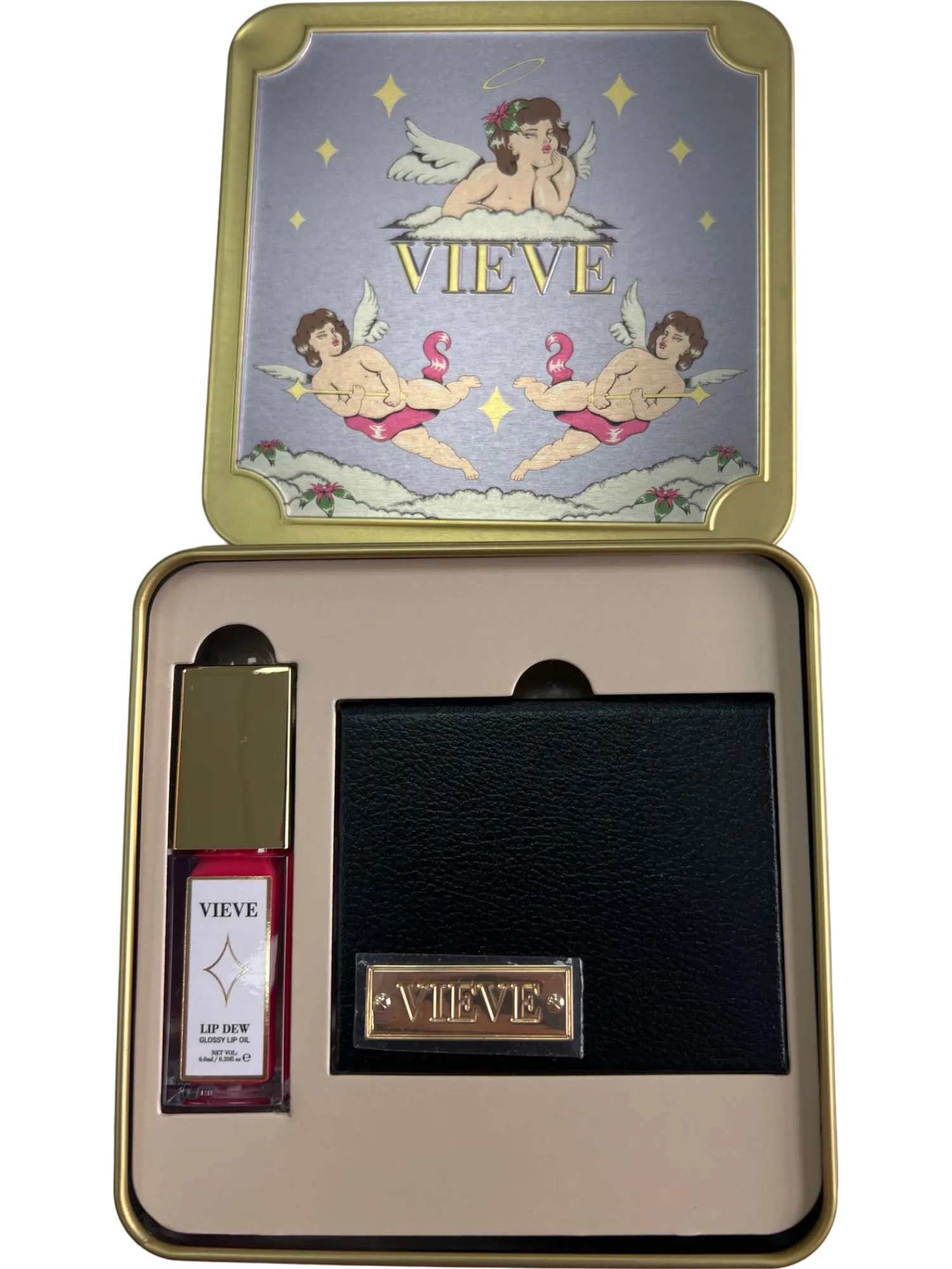 VIEVE Treasure Tin - Set With Sunset Blush & Lip Dew in Cherub