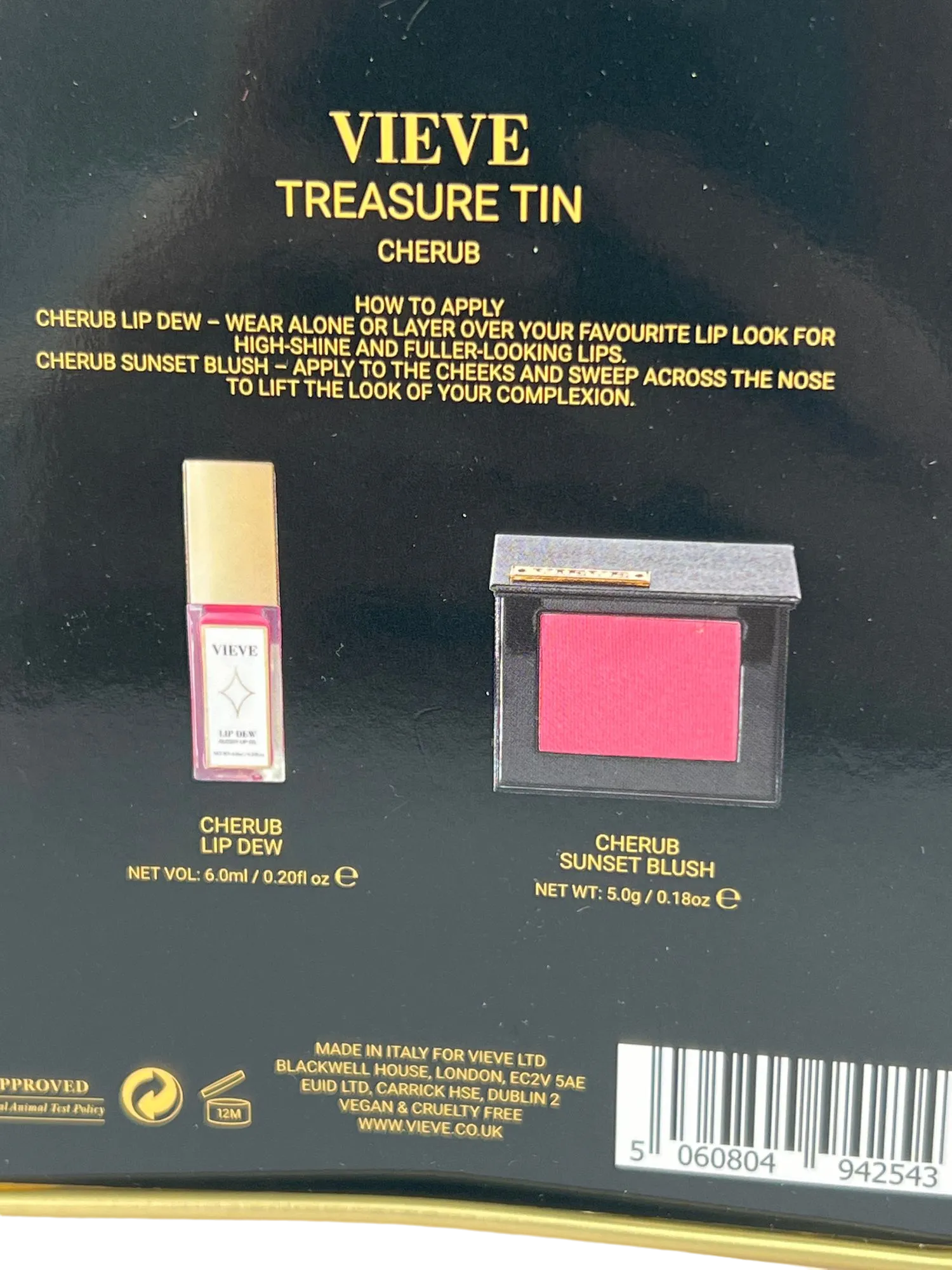 VIEVE Treasure Tin - Set With Sunset Blush & Lip Dew in Cherub