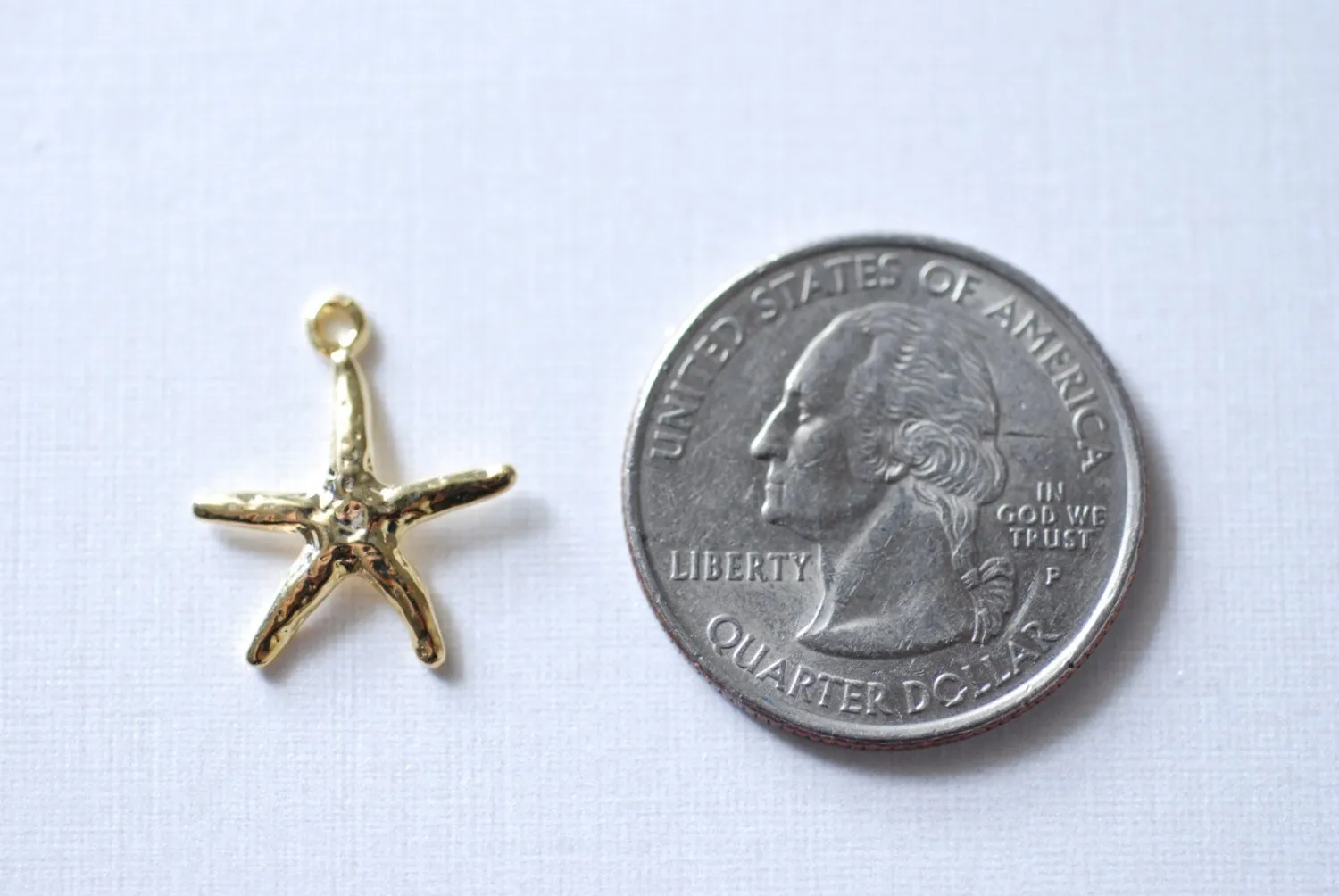 Wholesale Vermeil gold Starfish- 18k gold plated over sterling Silver Starfish Charm or Pendant, Gold Plated Sterling Silver Starfish Charms, 71